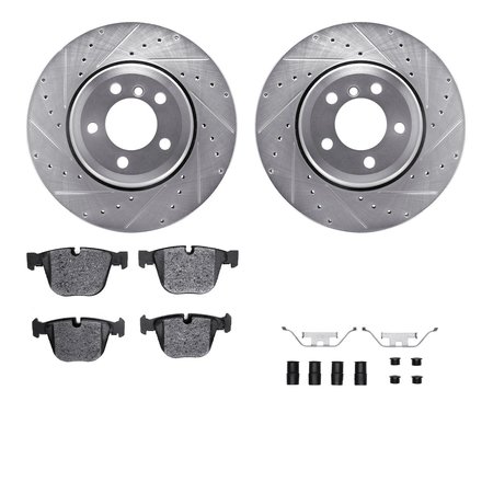 DYNAMIC FRICTION CO 7312-31072, Rotors-Drilled, Slotted-SLV w/3000 Series Ceramic Brake Pads incl. Hardware, Zinc Coat 7312-31072